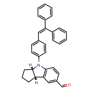 Chemical structure of (3aS,8bS)-4-(4-(2,2-diphenylvinyl)phenyl)-1,2,3,3a,4,8b-hexahydrocyclopenta[b]indole-7-carbaldehyde , CAS 2459945-82-3, AChemBlock W168886