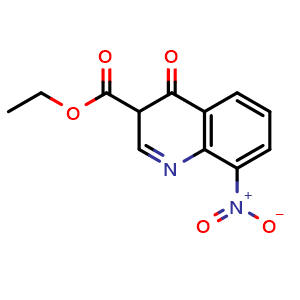 Chemical structure of Ethyl 8-nitro-4-oxo-3,4-dihydroquinoline-3-carboxylate , CAS 94110-86-8, AChemBlock W168888