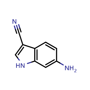 Chemical structure of 6-Amino-1H-indole-3-carbonitrile , CAS 625115-91-5, AChemBlock W168903