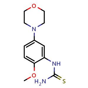 Chemical structure of 1-(2-Methoxy-5-morpholinophenyl)thiourea , CAS 383870-59-5, AChemBlock W168912