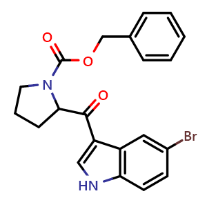 Chemical structure of Benzyl 2-(5-bromo-1H-indole-3-carbonyl)pyrrolidine-1-carboxylate , CAS 331842-86-5, AChemBlock W168930