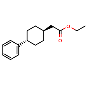 Chemical structure of Ethyl (trans-4-phenylcyclohexyl)acetate , CAS 1031336-66-9, AChemBlock W168942