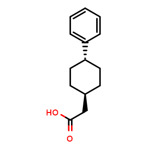 Chemical structure of trans-4-Phenylcyclohexaneacetic acid , CAS 52092-29-2, AChemBlock W168943