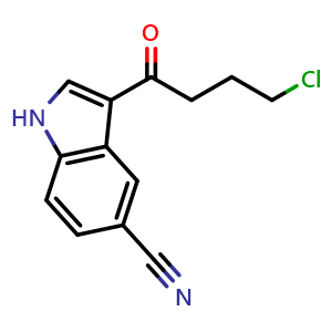 Chemical structure of 3-(4-Chlorobutanoyl)-1H-indole-5-carbonitrile , CAS 276863-95-7, AChemBlock W168956
