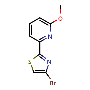 Chemical structure of 4-Bromo-2-(6-methoxypyridin-2-yl)thiazole , CAS 1415559-65-7, AChemBlock W168968
