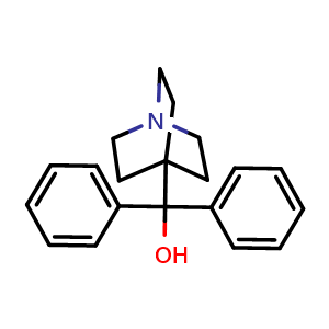 Chemical structure of (1-Azabicyclo[2 2 2]oct-4-yl)(diphenyl)methanol , CAS 461648-39-5, AChemBlock W168977