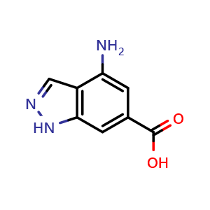 Chemical structure of 4-Amino-1H-indazole-6-carboxylic acid , CAS 885519-89-1, AChemBlock W169014