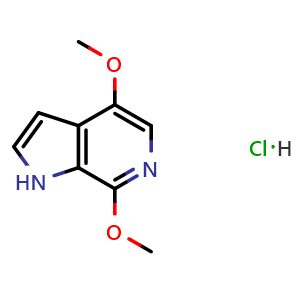 Chemical structure of 4,7-Dimethoxy-1H-pyrrolo[2,3-c]pyridine hydrochloride , CAS 917918-79-7, AChemBlock W169021