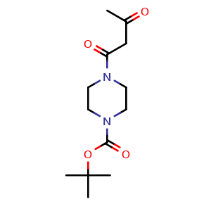 Chemical structure of tert-Butyl 4-(3-oxobutanoyl)piperazine-1-carboxylate , CAS 401566-77-6, AChemBlock W169028