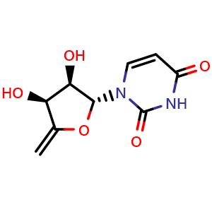 Chemical structure of 4',5'-Didehydro-5'-deoxyuridine , CAS 14365-63-0, AChemBlock W169044
