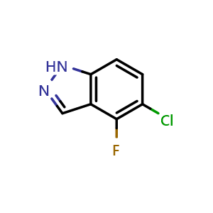 Chemical structure of 5-Chloro-4-fluoro-1H-indazole , CAS 1082041-86-8, AChemBlock W169057