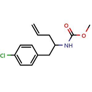 Chemical structure of Methyl (1-(4-chlorophenyl)pent-4-en-2-yl)carbamate , CAS 18605-65-7, AChemBlock W169059