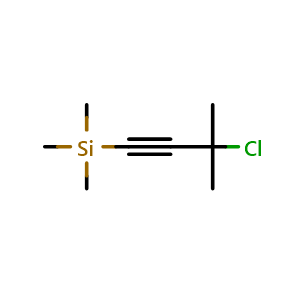 Chemical structure of (3-Chloro-3-methylbut-1-yn-1-yl)trimethylsilane , CAS 18387-63-8, AChemBlock W169079