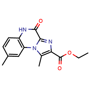 Chemical structure of Ethyl 1,8-dimethyl-4-oxo-4,5-dihydroimidazo[1,2-a]quinoxaline-2-carboxylate , CAS 164329-39-9, AChemBlock W169091