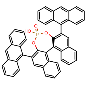 Chemical structure of (S)-3,3'-Bis(9-anthracenyl)-1,1'-binaphthyl-2,2'-diyl hydrogenphosphate , CAS 361342-52-1, AChemBlock W169096
