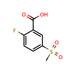 Chemical structure of 2-Fluoro-5-(methanesulfonyl)benzoic acid , CAS 247569-56-8, AChemBlock W169103