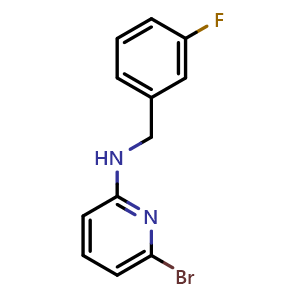 Chemical structure of 6-bromo-N-(3-fluorobenzyl)pyridin-2-amine , CAS 1263374-07-7, AChemBlock W169136
