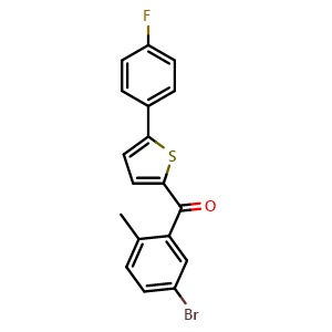 Chemical structure of 2-(5-Bromo-2-methylbenzoyl)-5-(4-fluorophenyl)thiophene , CAS 1132832-75-7, AChemBlock W169139