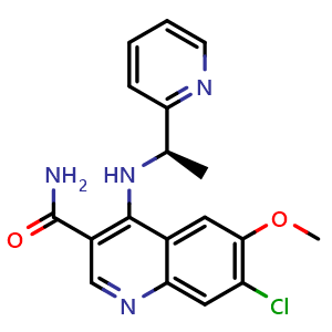 (R)-7-chloro-6-methoxy-4-((1-(pyridin-2-yl)ethyl)amino)quinoline-3-carboxamide