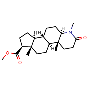 Chemical structure of (4aR,4bS,6aS,7S,9aS,9bS,11aR)-methyl 1,4a,6a-trimethyl-2-oxohexadecahydro-1H-indeno[5,4-f]quinoline-7-carboxylate , CAS 86283-81-0, AChemBlock W169184