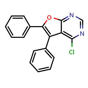 Chemical structure of 4-Chloro-5,6-diphenylfuro[2,3-d]pyrimidine , CAS 65148-07-4, AChemBlock W169190
