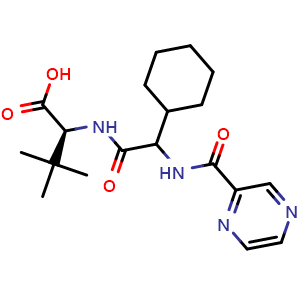 Chemical structure of (2S)-2-Cyclohexyl-N-(2-pyrazinylcarbonyl)glycyl-3-methyl-D-valine , CAS 1033882-31-3, AChemBlock W169196
