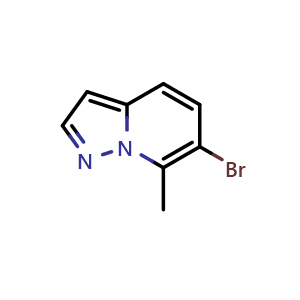 Chemical structure of 6-Bromo-7-methylpyrazolo[1,5-a]pyridine , CAS 1427382-24-8, AChemBlock W169205