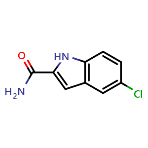 Chemical structure of 5-Chloro-1H-indole-2-carboxamide , CAS 21109-01-3, AChemBlock W169216