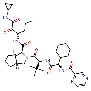 (1S,3aR,6aS)-2-((S)-2-((R)-2-cyclohexyl-2-(pyrazine-2-carboxamido)acetamido)-3,3-dimethylbutanoyl)-N-((S)-1-(cyclopropylamino)-1,2-dioxohexan-3-yl)octahydrocyclopenta[c]pyrrole-1-carboxamide