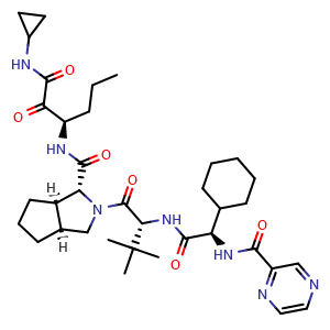 (1R,3aS,6aR)-2-((R)-2-((R)-2-cyclohexyl-2-(pyrazine-2-carboxamido)acetamido)-3,3-dimethylbutanoyl)-N-((R)-1-(cyclopropylamino)-1,2-dioxohexan-3-yl)octahydrocyclopenta[c]pyrrole-1-carboxamide