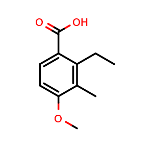 Chemical structure of 2-Ethyl-4-methoxy-3-methylbenzoic acid , CAS 1181770-76-2, AChemBlock W169226