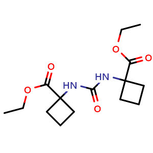 Chemical structure of diethyl 1,1'-(carbonylbis(azanediyl))dicyclobutanecarboxylate , CAS 2444007-29-6, AChemBlock W169229