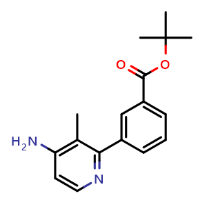 Chemical structure of tert-butyl 3-(4-amino-3-methylpyridin-2-yl)benzoate , CAS 2436676-17-2, AChemBlock W169233