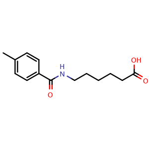 Chemical structure of 6-(4-Methylbenzamido)hexanoic acid , CAS 78521-43-4, AChemBlock W169247