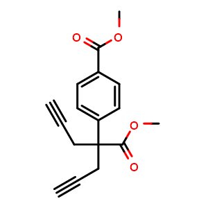 Chemical structure of Methyl 4-(4-(methoxycarbonyl)hepta-1,6-diyn-4-yl)benzoate , CAS 1026380-17-5, AChemBlock W169254