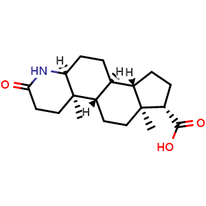 Chemical structure of (4aR,4bS,6aS,7S,9aS,9bS,11aS)-4a,6a-dimethyl-2-oxohexadecahydro-1H-indeno[5,4-f]quinoline-7-carboxylic acid , CAS 1430804-94-6, AChemBlock W169260