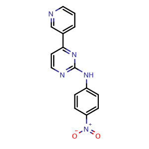 Chemical structure of N-(4-Nitrophenyl)-4-(3-pyridyl)-2-pyrimidineamine , CAS 181065-58-7, AChemBlock W169272