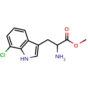 Chemical structure of Methyl 2-amino-3-(7-chloro-1H-indol-3-yl)propanoate , CAS 862377-53-5, AChemBlock W169283