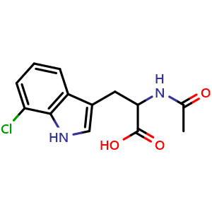 Chemical structure of 2-Acetamido-3-(7-chloro-1H-indol-3-yl)propanoic acid , CAS 77290-47-2, AChemBlock W169284