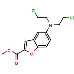 Chemical structure of methyl 5-(bis(2-chloroethyl)amino)benzofuran-2-carboxylate , CAS 2444009-20-3, AChemBlock W169293