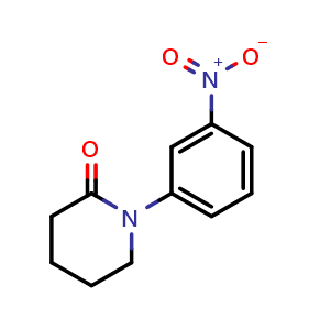Chemical structure of 1-(3-Nitrophenyl)piperidin-2-one , CAS 132573-13-8, AChemBlock W169303