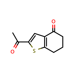 Chemical structure of 2-Acetyl-6,7-dihydrobenzo[b]thiophen-4(5H)-one , CAS 74458-89-2, AChemBlock W169321