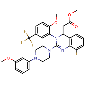 Methyl 2-(8-fluoro-3-(2-methoxy-5-(trifluoromethyl)phenyl)-2-(4-(3-methoxyphenyl)piperazin-1-yl)-3,4-dihydroquinazolin-4-yl)acetate