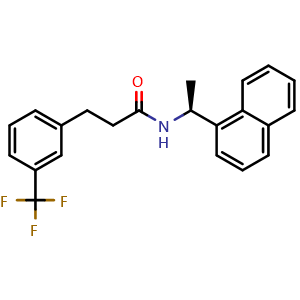Chemical structure of N-[(1S)-1-(1-Naphthalenyl)ethyl]-3-(trifluoromethyl)benzenepropanamide , CAS 955371-05-8, AChemBlock W169349