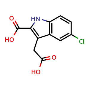 Chemical structure of 3-(Carboxymethyl)-5-chloro-1H-indole-2-carboxylic acid , CAS 120716-95-2, AChemBlock W169367