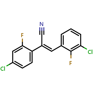 Chemical structure of (Z)-3-(3-Chloro-2-fluorophenyl)-2-(4-chloro-2-fluorophenyl)-2-propenenitrile , CAS 1219086-87-9, AChemBlock W169379