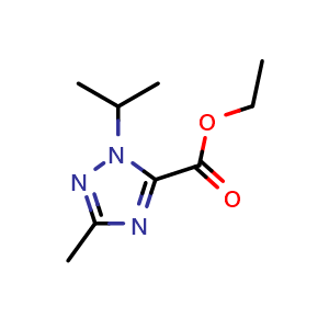 Chemical structure of Ethyl 1-isopropyl-3-methyl-1H-1,2,4-triazole-5-carboxylate , CAS 1282517-47-8, AChemBlock W169384