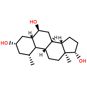 Chemical structure of (3S,5S,6S,8R,9S,1R,13S,14S,17S)-1,13-dimethylhexadecahydro-1H-cyclopenta[a]phenanthrene-3,6,17-triol , CAS 49644-04-4, AChemBlock W169390