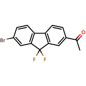Chemical structure of 1-(7-Bromo-9,9-difluoro-9H-fluoren-2-yl)ethanone , CAS 1698910-38-1, AChemBlock W169394