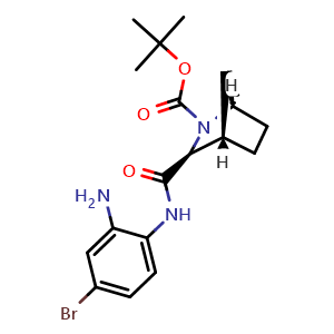 Chemical structure of (1R,3S,4S)-tert-butyl 3-((2-amino-4-bromophenyl)carbamoyl)-2-azabicyclo[2 2 1]heptane-2-carboxylate , CAS 1256387-73-1, AChemBlock W169401